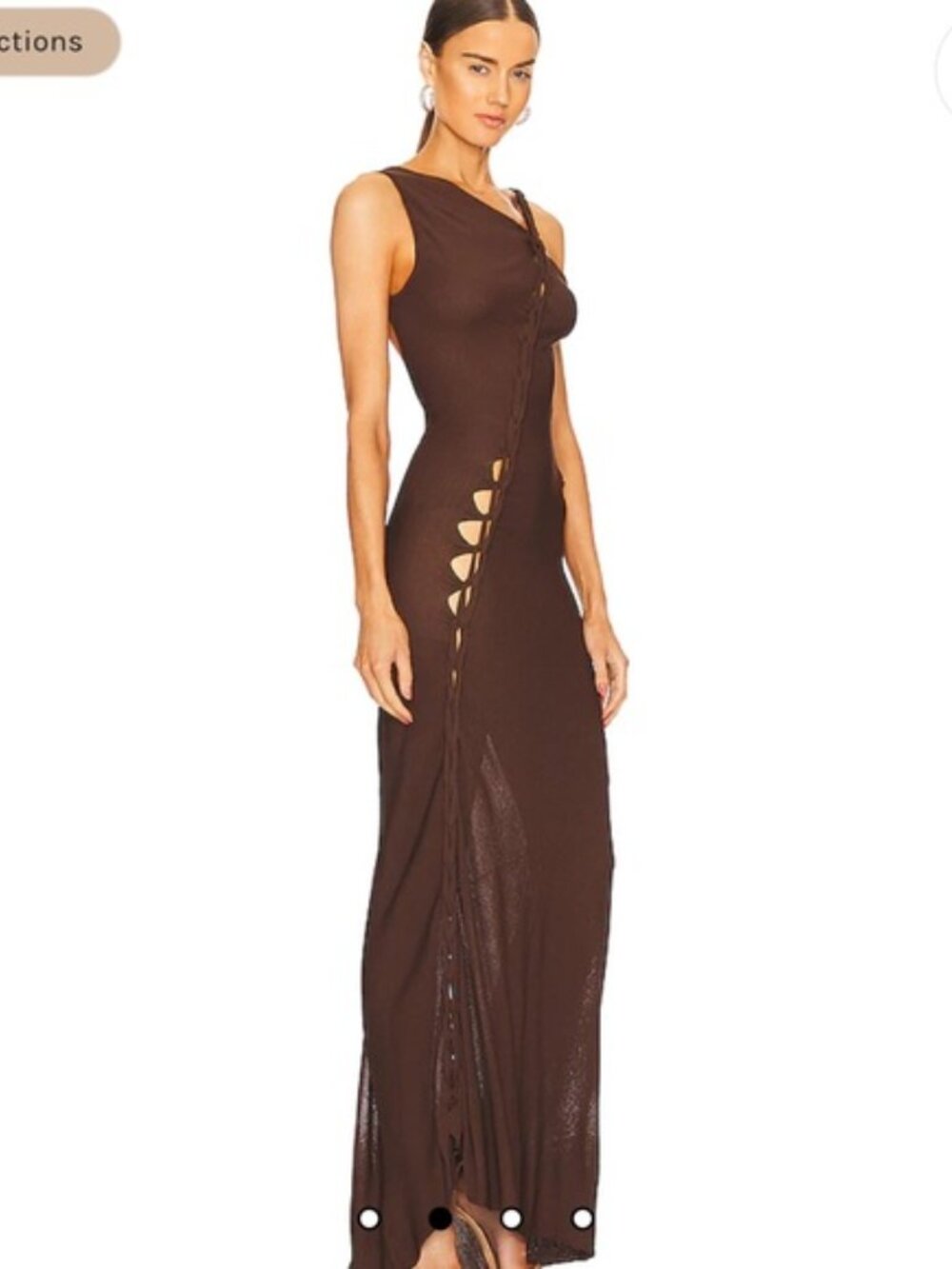 Aya Muse Birch Asymmetric Maxi Dress in Brown Size XS - Picture 4 of 8